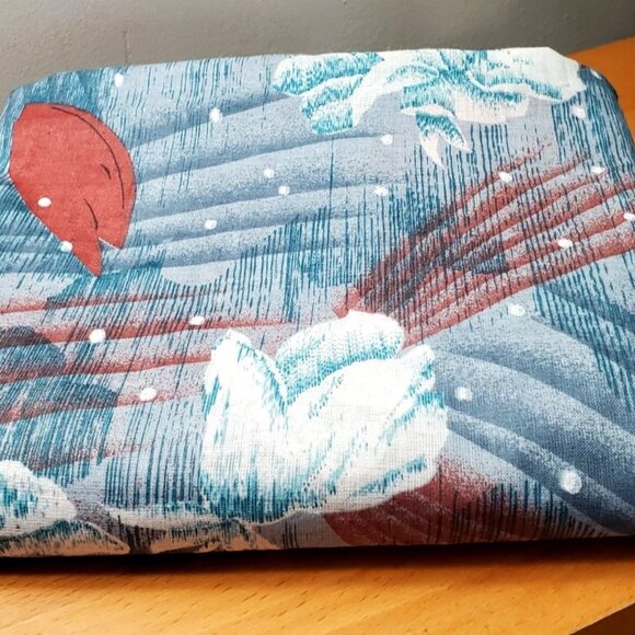 COTTON FABRIC FLORAL PRINT NEW 110" x 35" BLUE BROWN WHITE DOTS SEWING CRAFT - Picture 4 of 6